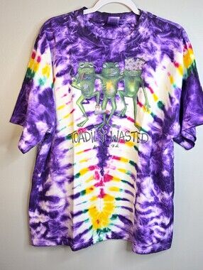 ​Delta Pro Weight Vintage Tie Dye Shirt XL Toadily Wasted Key West FL Frogs Tee